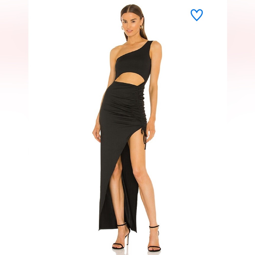 Superdown Alanie One Shoulder Cutout Maxi Dress Size L NWT Revolve Black